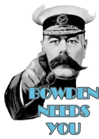 Man pointing with bowden needs you text